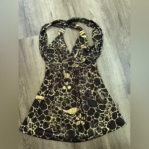 Wet Seal Black Dress with Gold Pattern